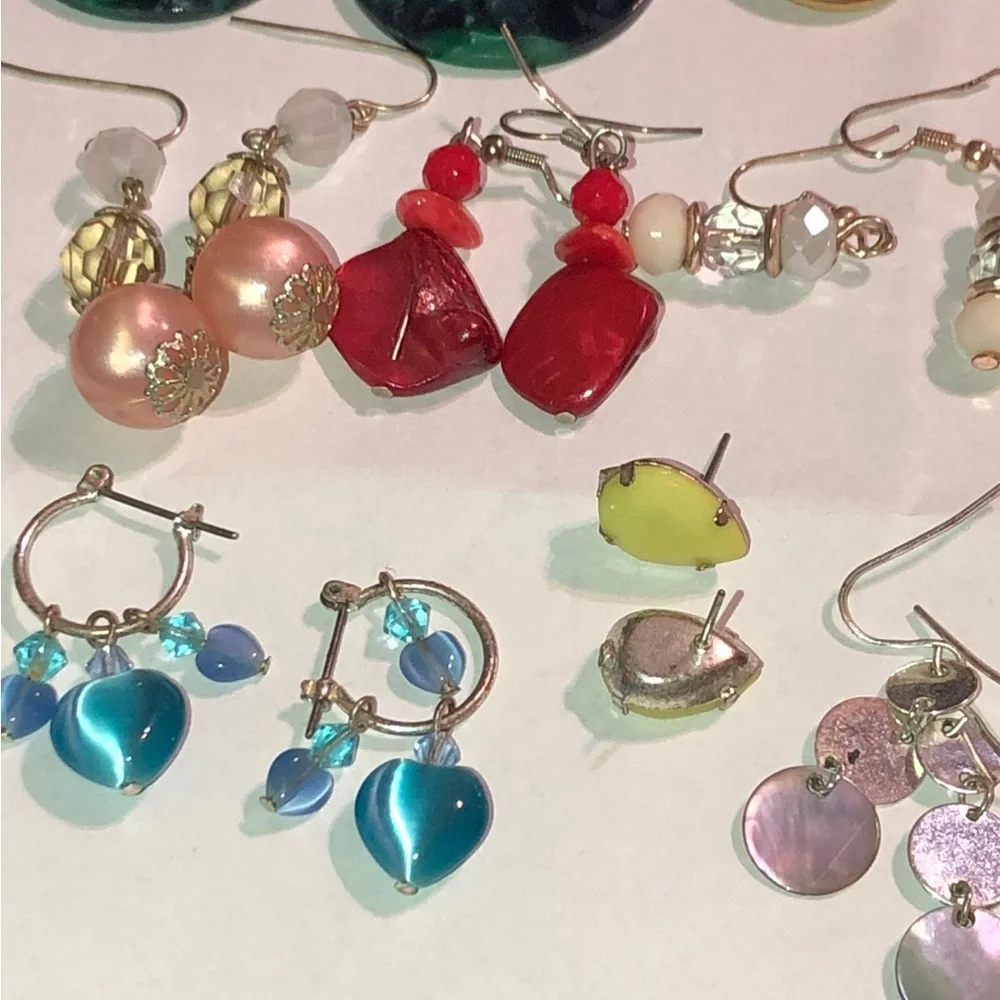 Assorted Women's Fashion Earrings - Multicolor Set 11 pair most hooks sterling